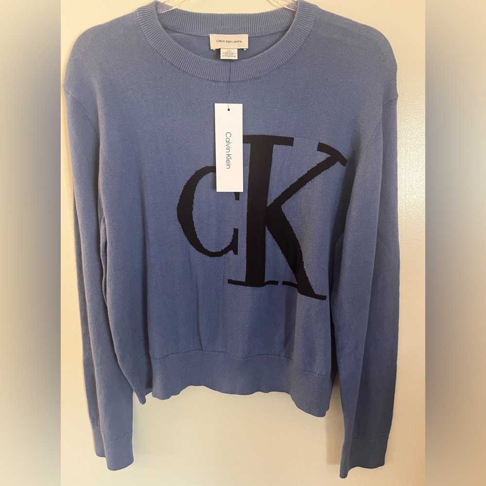 Calvin Klein Dusty Blue Logo Crewneck Sweater